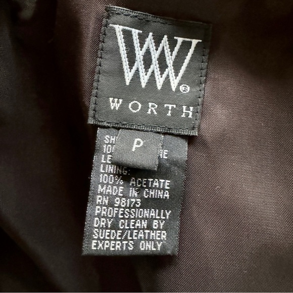 W by Worth Genuine Suede Cropped Embossed Metallic Jacket 3/4 Sleeve Zip Up XS - Picture 9 of 10
